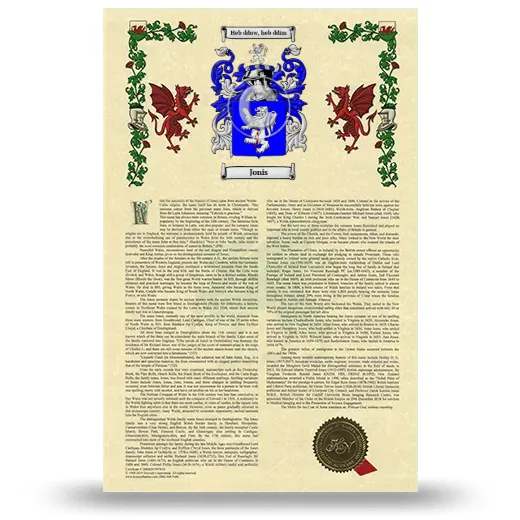 Jonis Armorial History with Coat of Arms