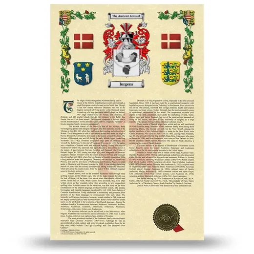 Jurgens Armorial History with Coat of Arms