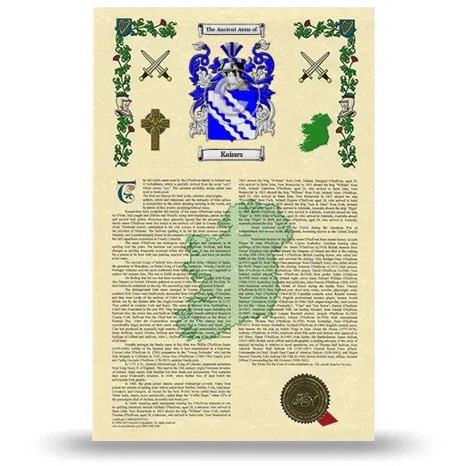 Kaines Armorial History with Coat of Arms