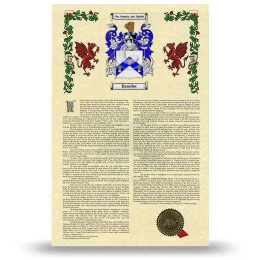 Karadoc Armorial History with Coat of Arms
