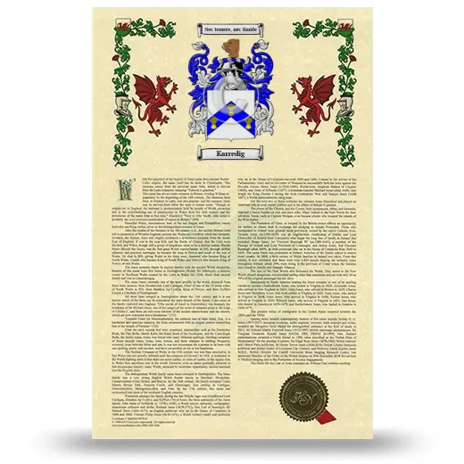 Karredig Armorial History with Coat of Arms