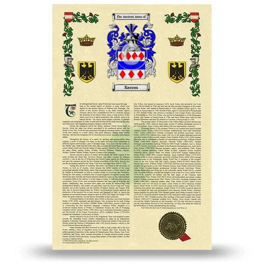 Kasson Armorial History with Coat of Arms