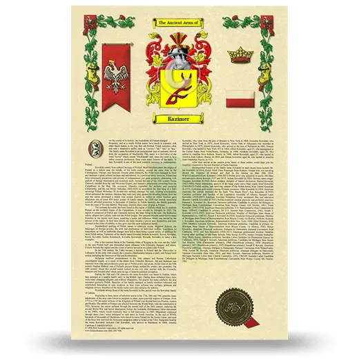 Kazimer Armorial History with Coat of Arms