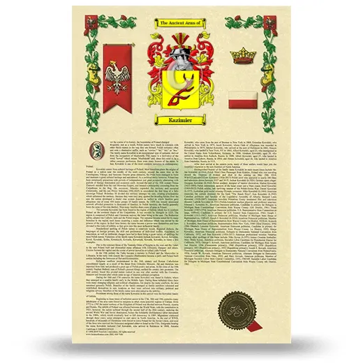 Kazimier Armorial History with Coat of Arms
