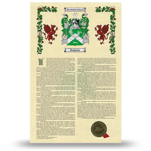 Keegwyn Armorial History with Coat of Arms