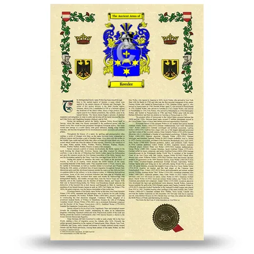 Keesler Armorial History with Coat of Arms