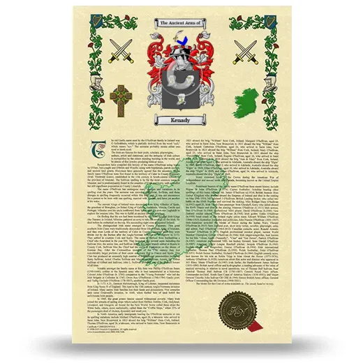 Kenady Armorial History with Coat of Arms