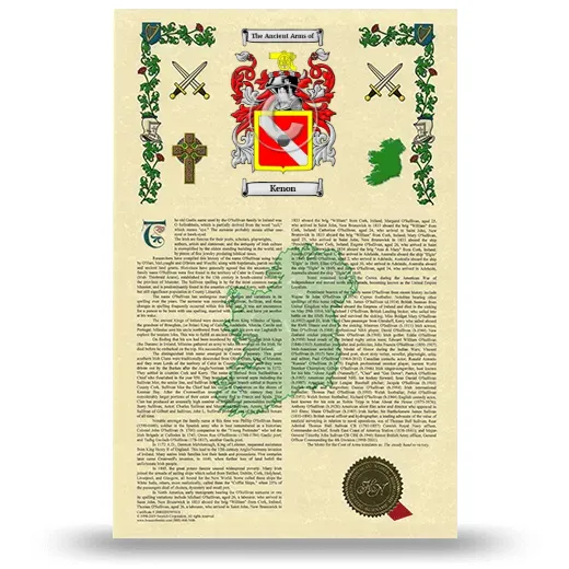 Kenon Armorial History with Coat of Arms