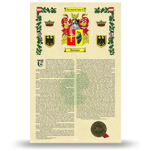 Kesstner Armorial History with Coat of Arms