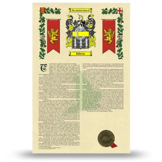 Kidston Armorial History with Coat of Arms