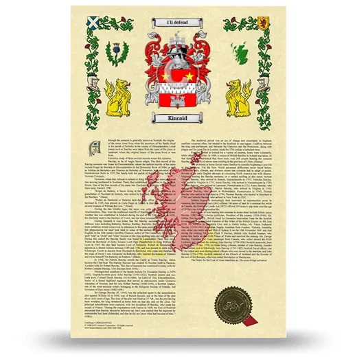 Kincaid Armorial History with Coat of Arms