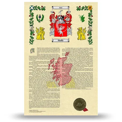 Kindly Armorial History with Coat of Arms