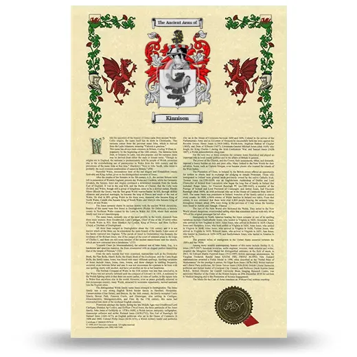 Kinnison Armorial History with Coat of Arms