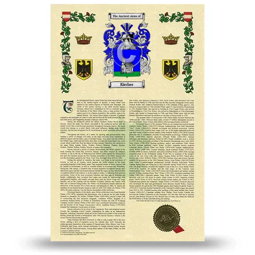Kircher Armorial History with Coat of Arms