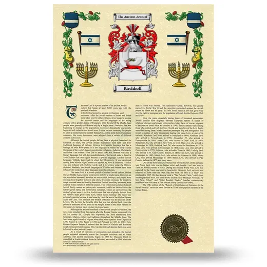 Kirchhoff Armorial History with Coat of Arms