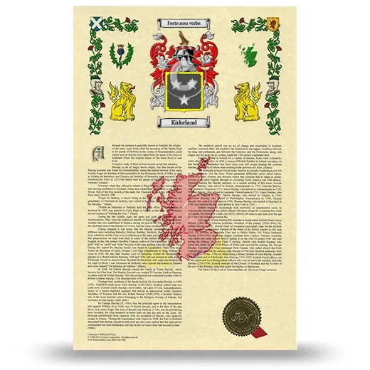 Kirkeland Armorial History with Coat of Arms