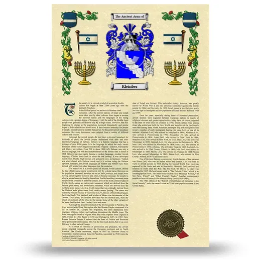 Kleinber Armorial History with Coat of Arms