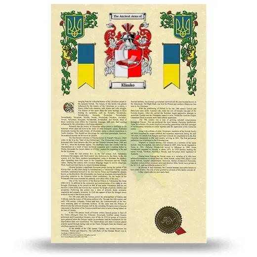 Klimko Armorial History with Coat of Arms