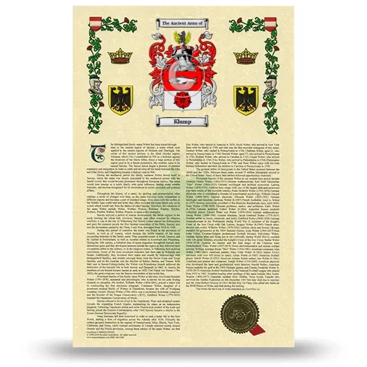 Klump Armorial History with Coat of Arms