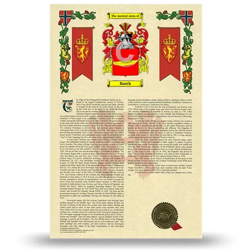 Knuth Armorial History with Coat of Arms
