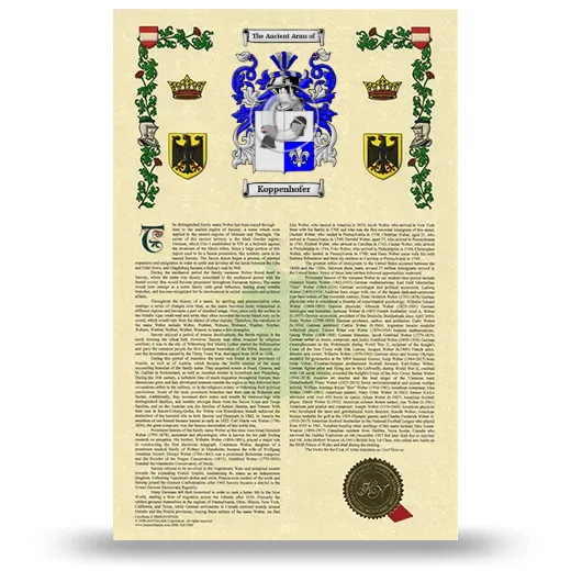 Koppenhofer Armorial History with Coat of Arms