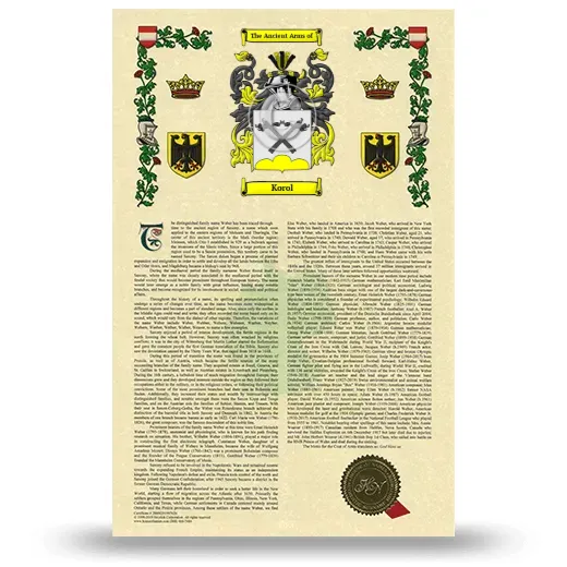 Korol Armorial History with Coat of Arms