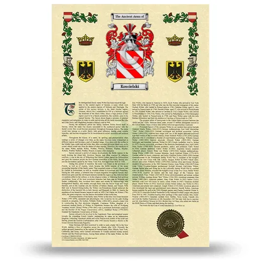 Koscielski Armorial History with Coat of Arms