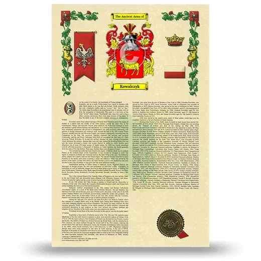 Kowalczyk Armorial History with Coat of Arms