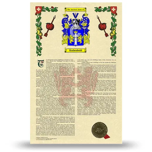 Krahenbuhl Armorial History with Coat of Arms