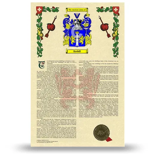Krebill Armorial History with Coat of Arms