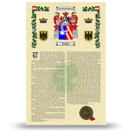 Kreisler Armorial History with Coat of Arms