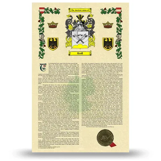 Kroll Armorial History with Coat of Arms