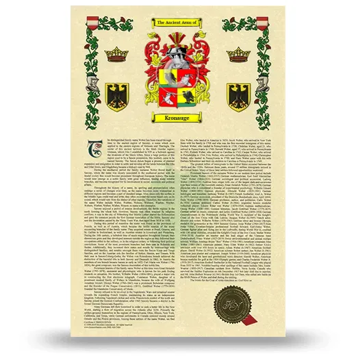Kronauge Armorial History with Coat of Arms