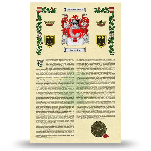 Krumbine Armorial History with Coat of Arms