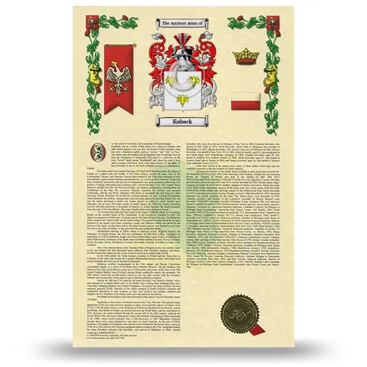 Kuback Armorial History with Coat of Arms