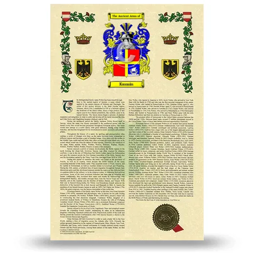 Kusmin Armorial History with Coat of Arms