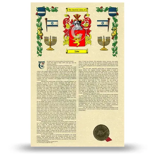 Löw Armorial History with Coat of Arms