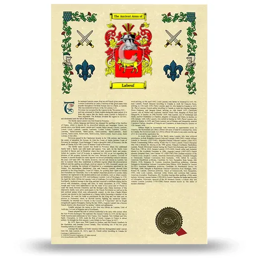 Labeuf Armorial History with Coat of Arms