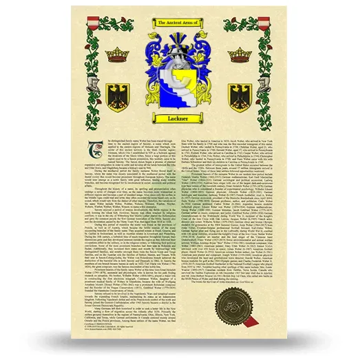 Lackner Armorial History with Coat of Arms