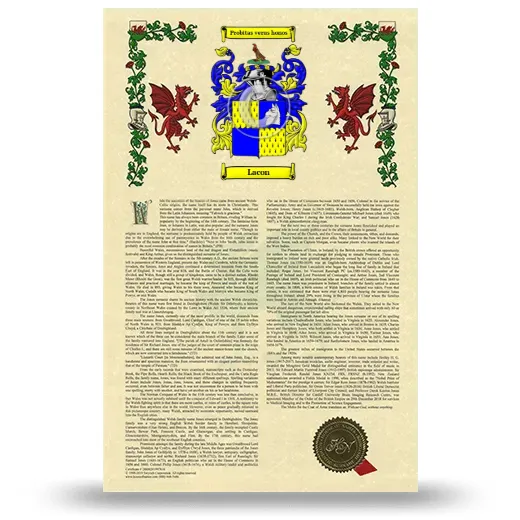 Lacon Armorial History with Coat of Arms