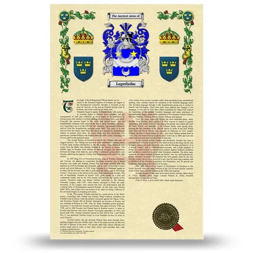Lagerholm Armorial History with Coat of Arms