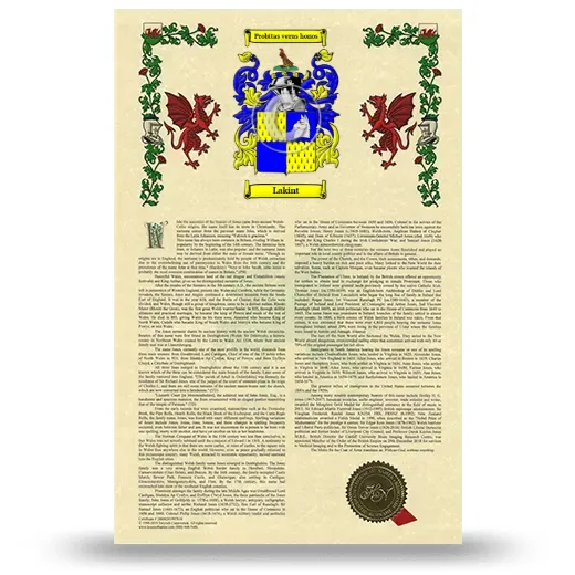 Lakint Armorial History with Coat of Arms