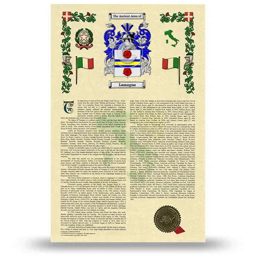 Lamagna Armorial History with Coat of Arms