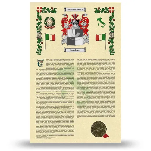 Landone Armorial History with Coat of Arms