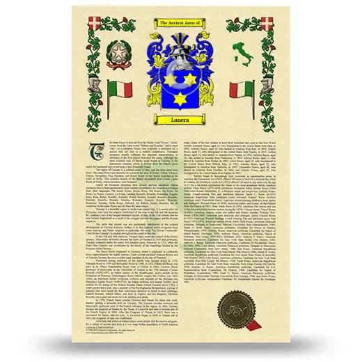 Lanera Armorial History with Coat of Arms