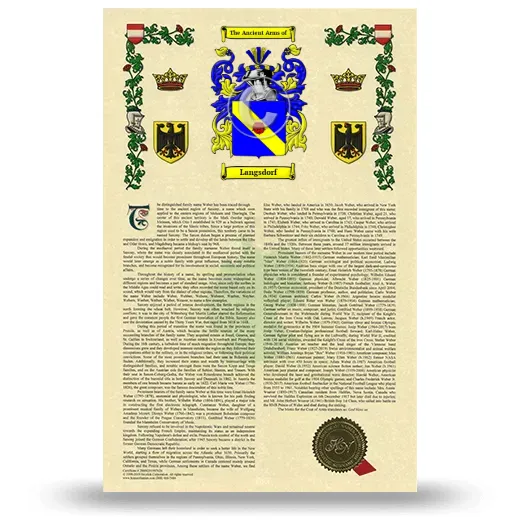 Langsdorf Armorial History with Coat of Arms