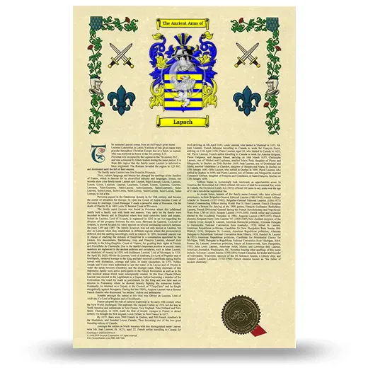 Lapach Armorial History with Coat of Arms
