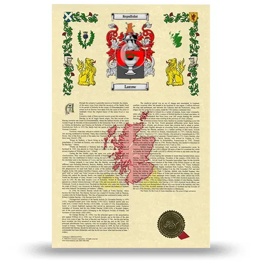 Larow Armorial History with Coat of Arms