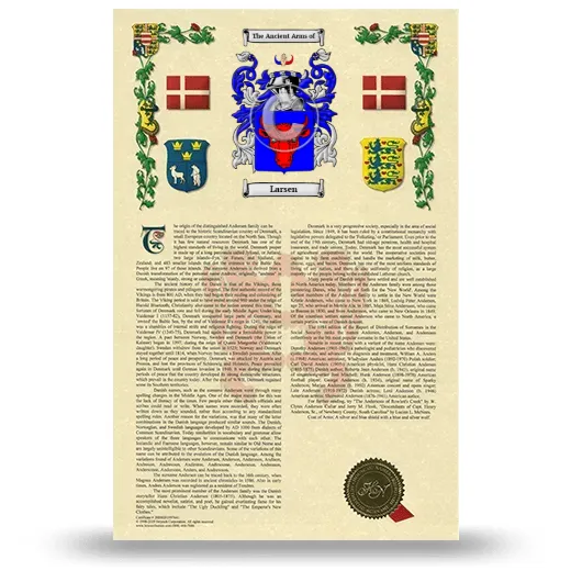 Larsen Armorial History with Coat of Arms