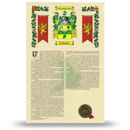 Lashington Armorial History with Coat of Arms